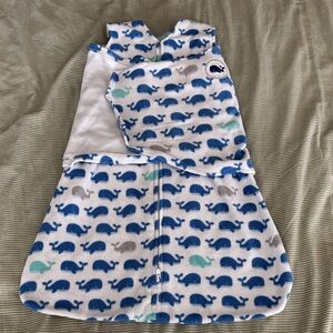 Whale Print bay sleep sack swaddle Halo